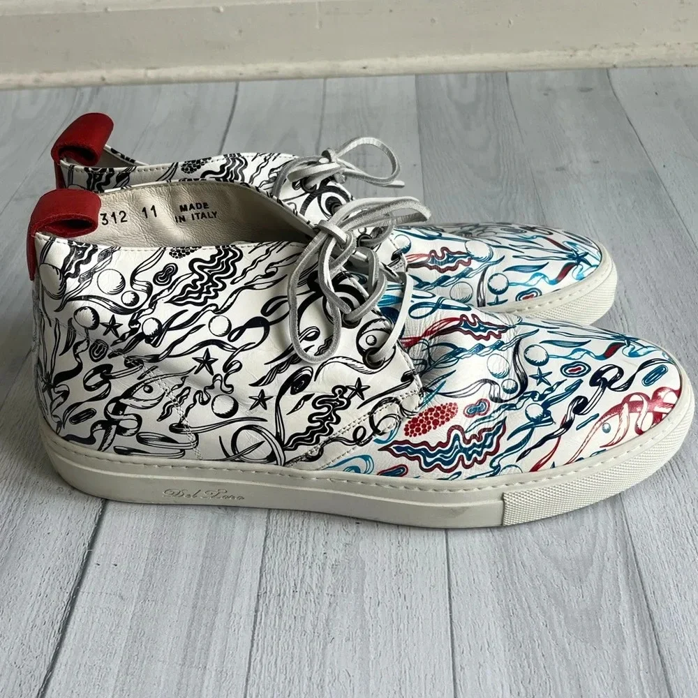 RARE Del Toro x Pepsi Live For Now Blue & Red Printed Leather Chukkas Size 11